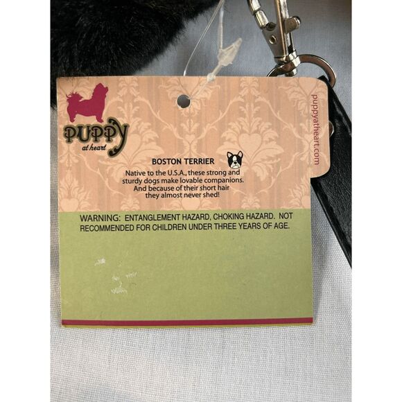 Puppy At Heart Boston Terrier Plush Puppy Purse, Black/White, NWT, Handle - Picture 9 of 9